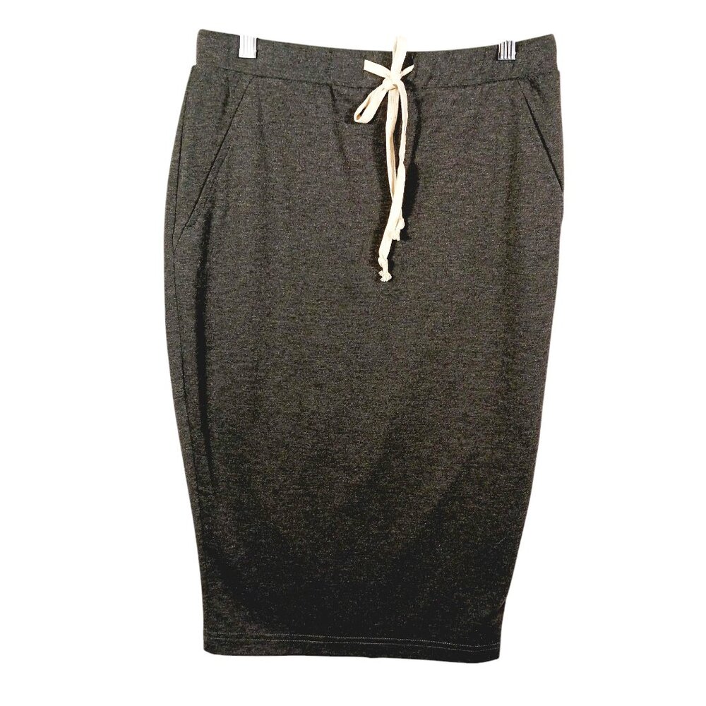Liumilac Pencil Skirt, NWT Medium, Gray Sweatshirt Fabric Criss Cross Kick Pleat